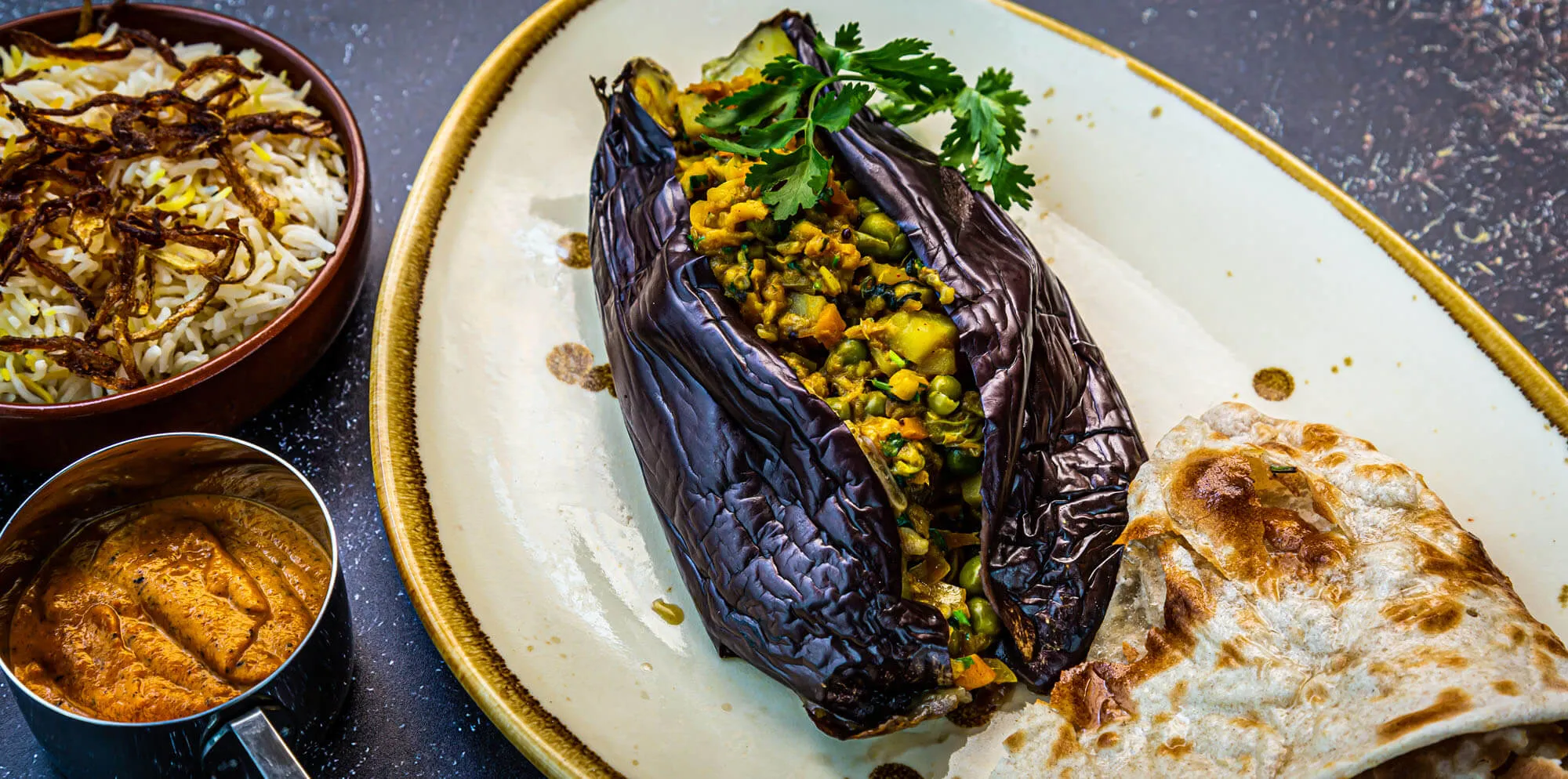 A signature baby aubergine plate